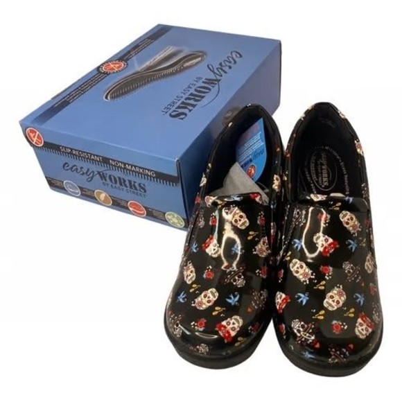EASY STREET EASY STREET WOMENS EASY WORKS FESTIVE SKULLS 10W - Picture 1 of 10